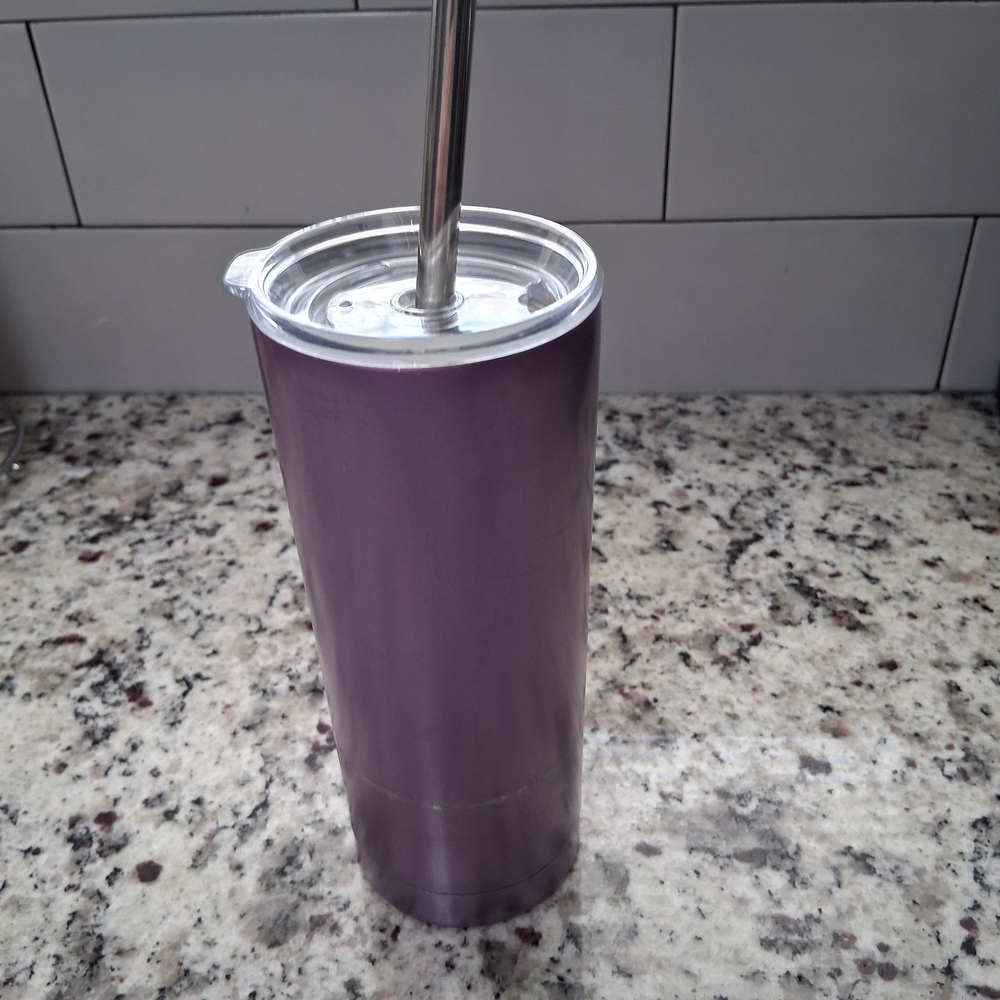 3/15 Purple Aluminum drinking Tumbler with Straw hot cold snap on lid